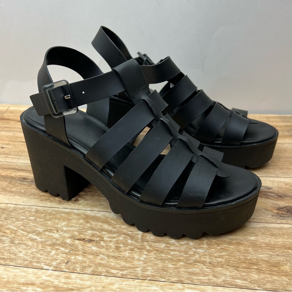 bp Black Strappy Platform Sandals